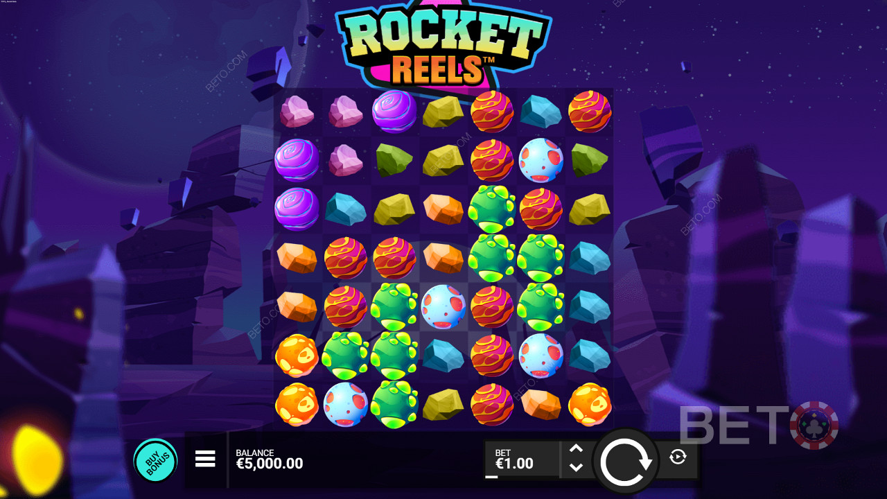 Slot berbasis cluster Rocket Reels oleh Hacksaw Gaming