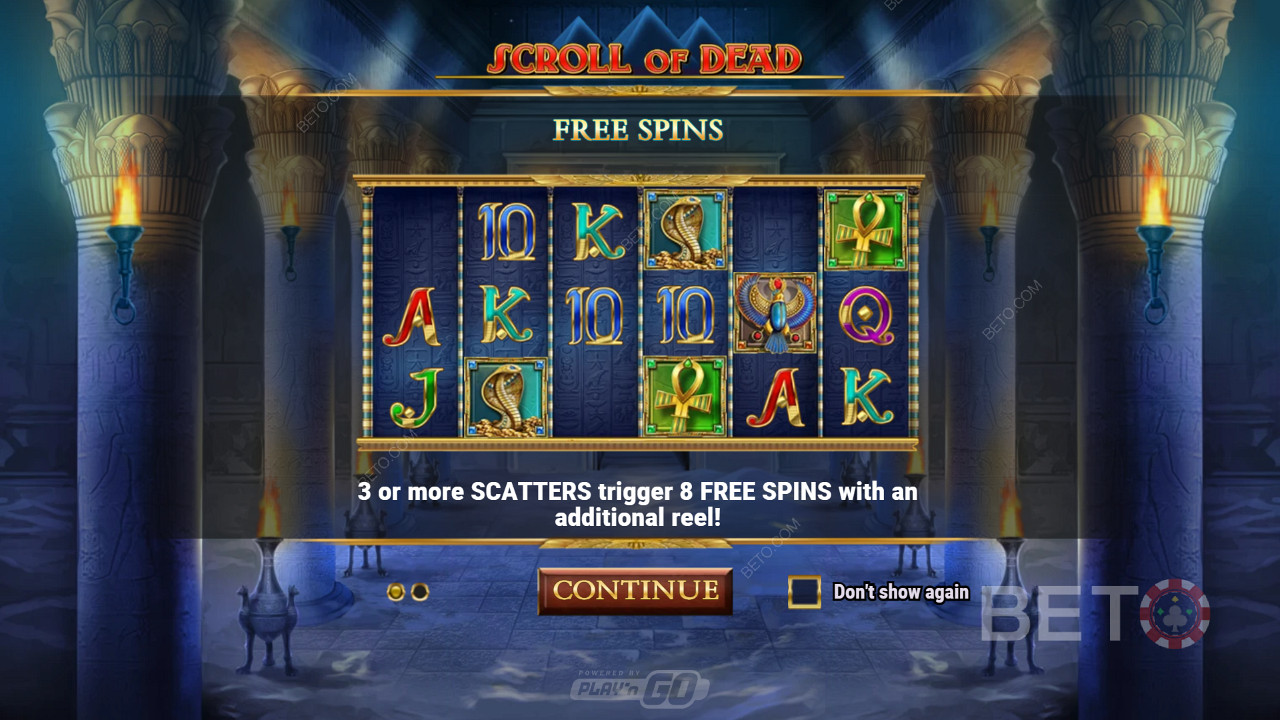 Memicu mode Free Spins juga memberi penghargaan kepada pemain dengan 8 putaran bonus