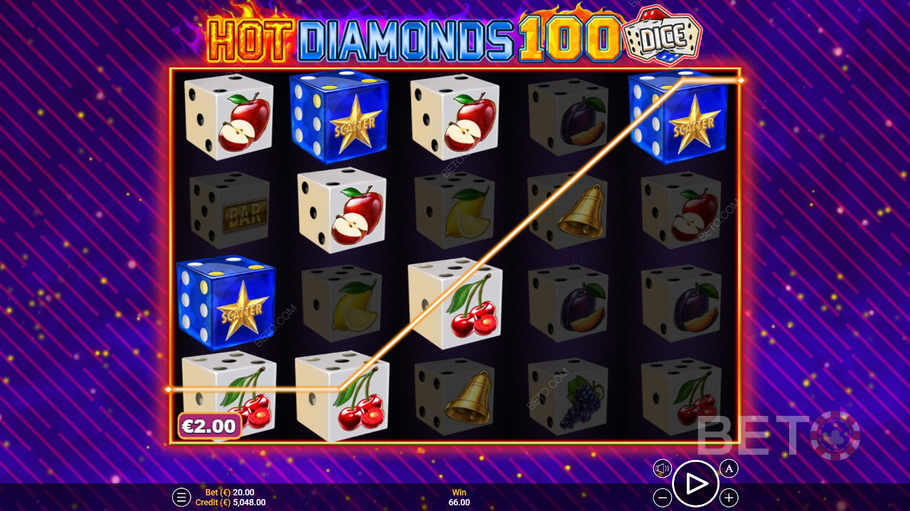 Hot Diamonds 100 Dice Main Gratis