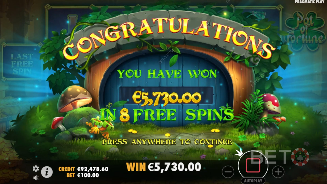 Menangkan 5,000x taruhan Anda di Mesin Slot Pot of Fortune!