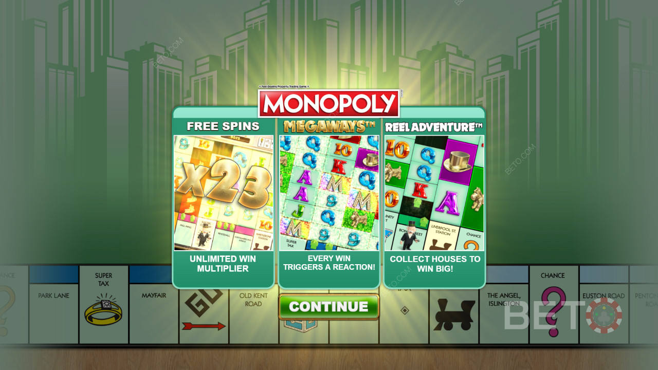 Layar awal Monopoly Megaways