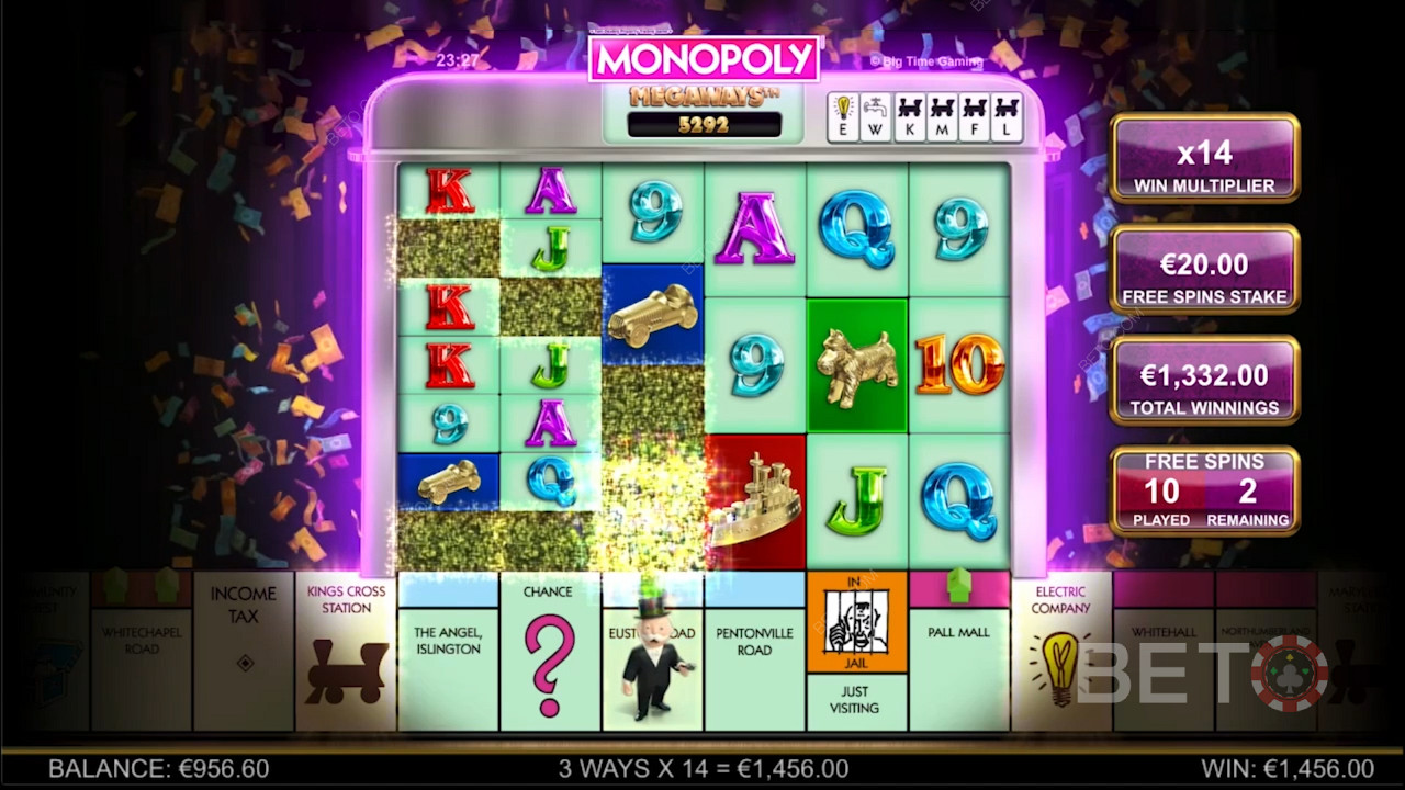 Gameplay Monopoly Megaways yang berkilau