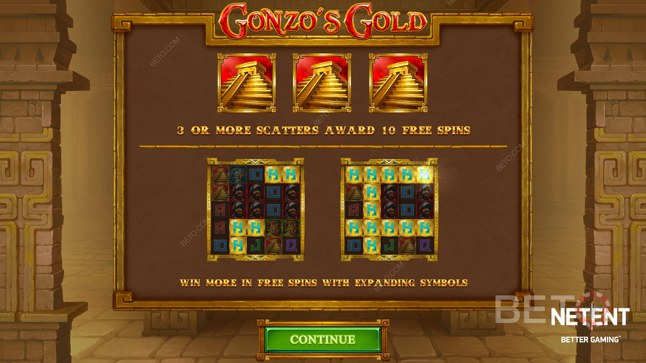 Nikmati Spin Gratis dengan Simbol Ekspansi dan Cluster Pays di slot Gonzo