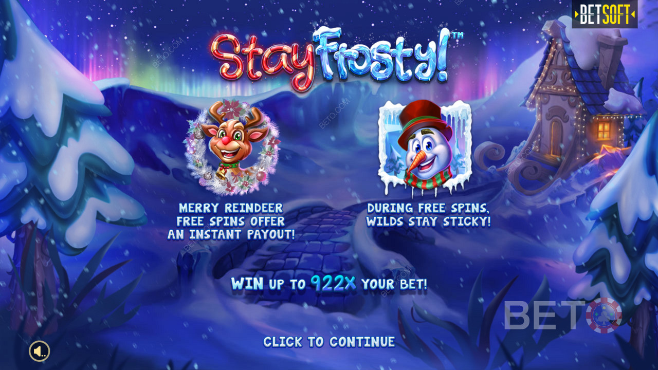 Layar intro di Stay Frosty! Merry Reindeer Free Spins & Kemenangan Maksimal 922x taruhan Anda!