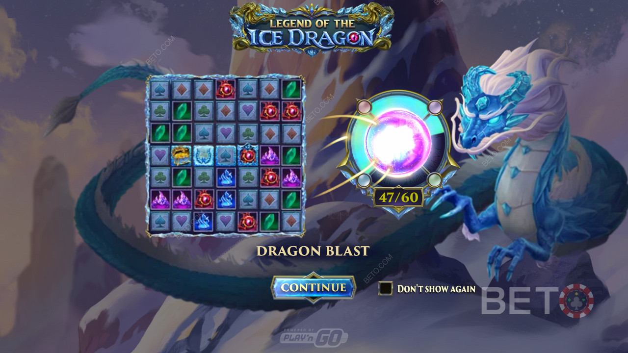 Picu beberapa fitur kuat seperti Dragon Blast di slot Legend of the Ice Dragon