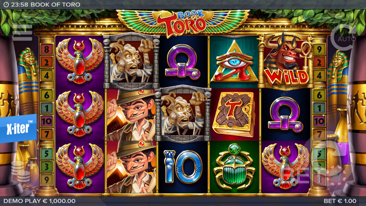 Nikmati beberapa Wilds, Respin, dan Free Spins di mesin slot Book of Toro
