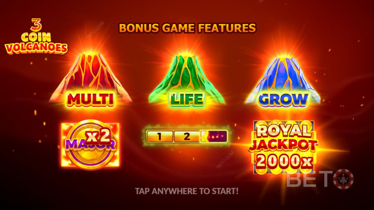 Menangkan 2,000x taruhan Anda di Slot 3 Coin Volcanoes Online!
