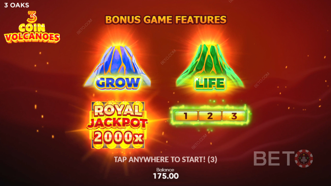 Fitur Bonus Dijelaskan dalam 3 Gunung Berapi Koin oleh 3 Oaks Gaming