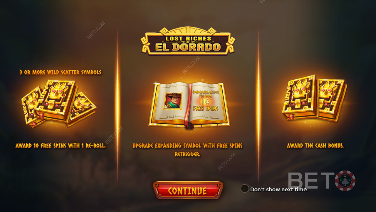 Layar intro Lost Riches of El Dorado memberikan beberapa info
