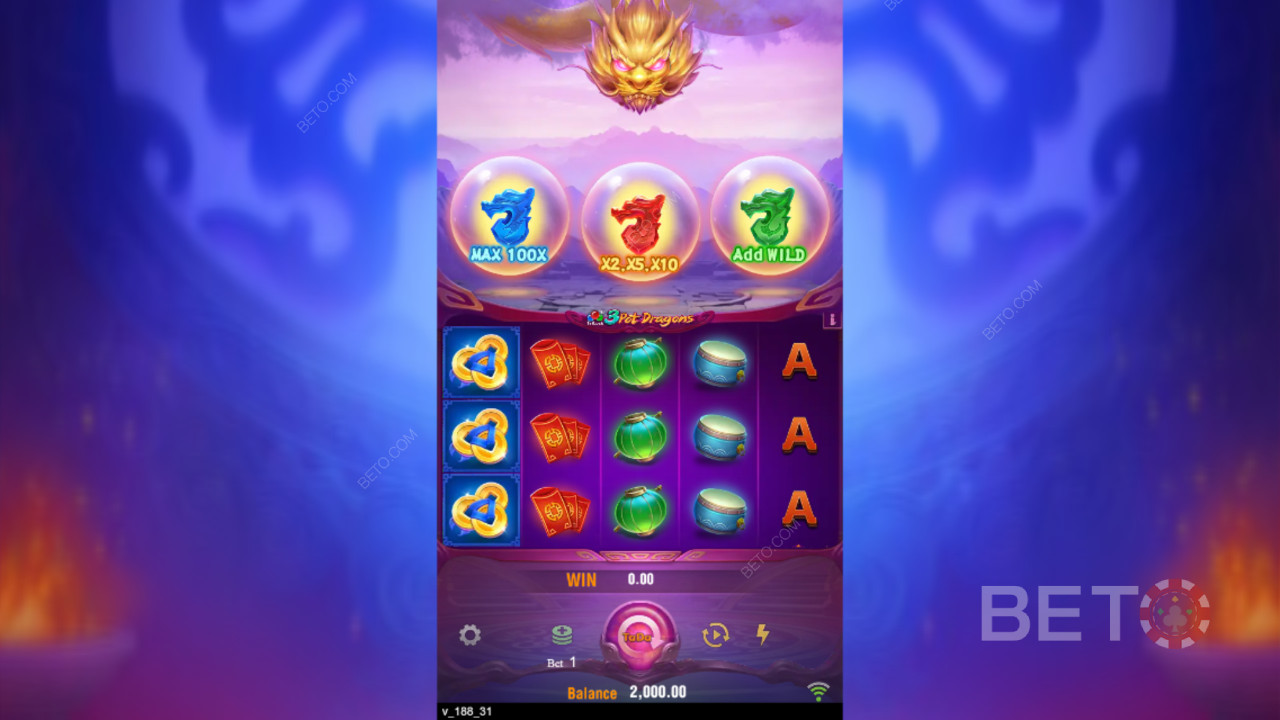 Menangkan 10,000x taruhan Anda di Slot Online 3 Pot Dragons!