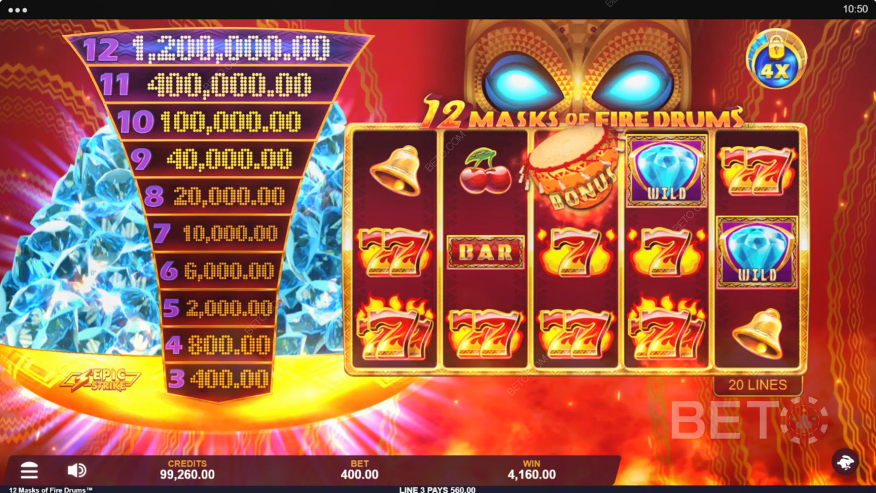12 Topeng Drum Api Ulasan oleh BETO Slots