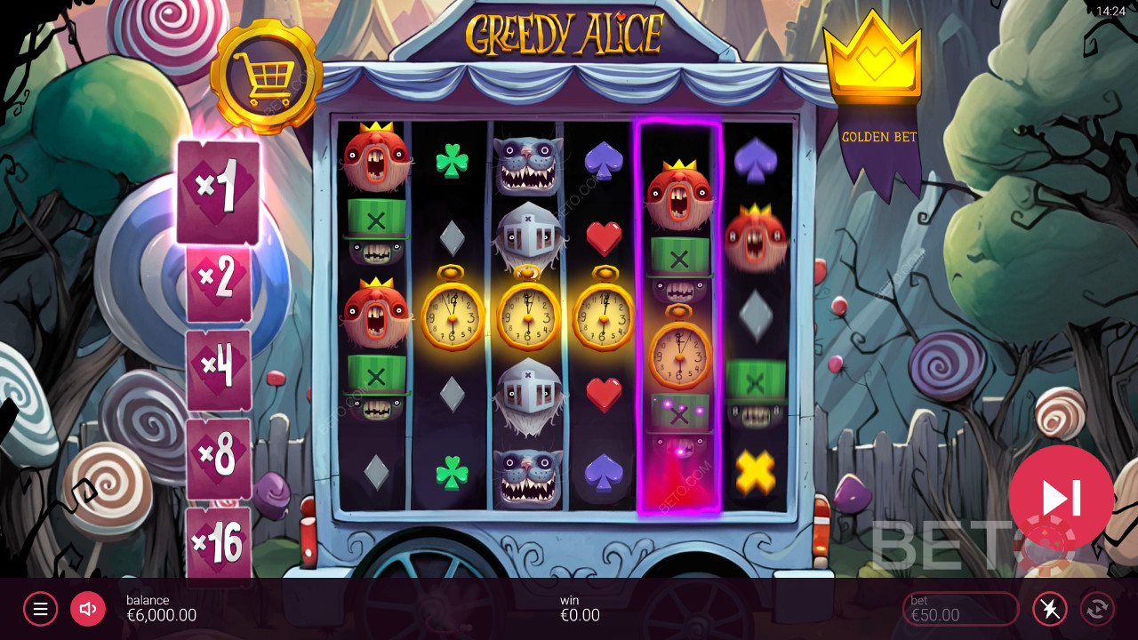 Menangkan 20,000x taruhan Anda di Slot Online Greedy Alice!