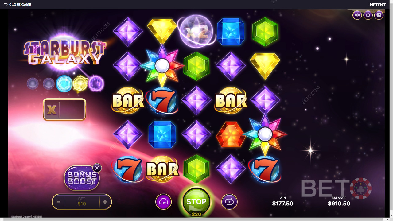 Menangkan 25,000x taruhan Anda di Slot Galaxy Starburst!