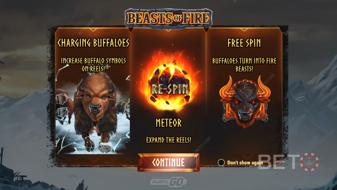 Layar intro Beasts of Fire yang menunjukkan info mengenai gameplay