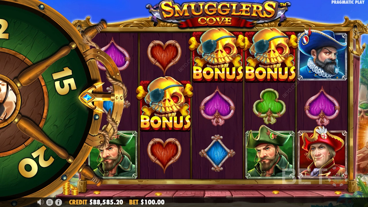 Putaran bonus di slot online Smugglers Cove