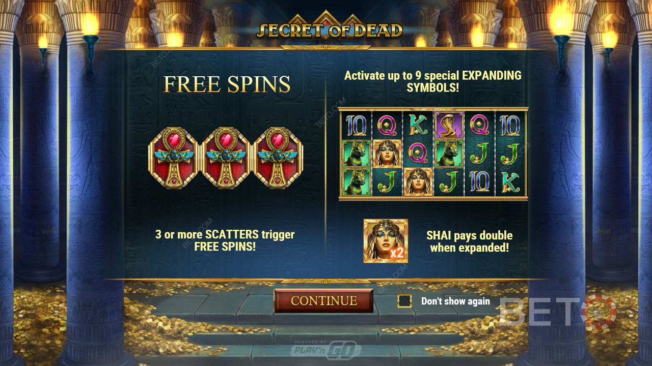 Nikmati fitur Free Spins dan taruhan di slot Secret of Dead