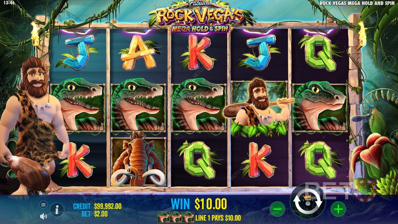 Kunjungi hewan-hewan berbahaya dan manusia purba di slot Rock Vegas