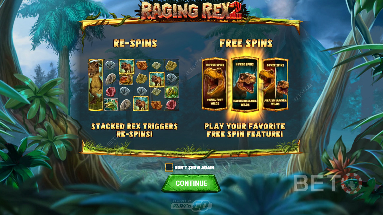 Nikmati Respin dan 3 jenis Spin Gratis di slot Raging Rex 2