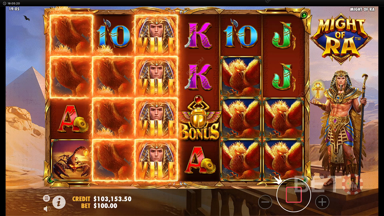 Daratkantumpukan simbol Wild dan menangkan banyak uang di slot kasino bertema Mesirkuno ini