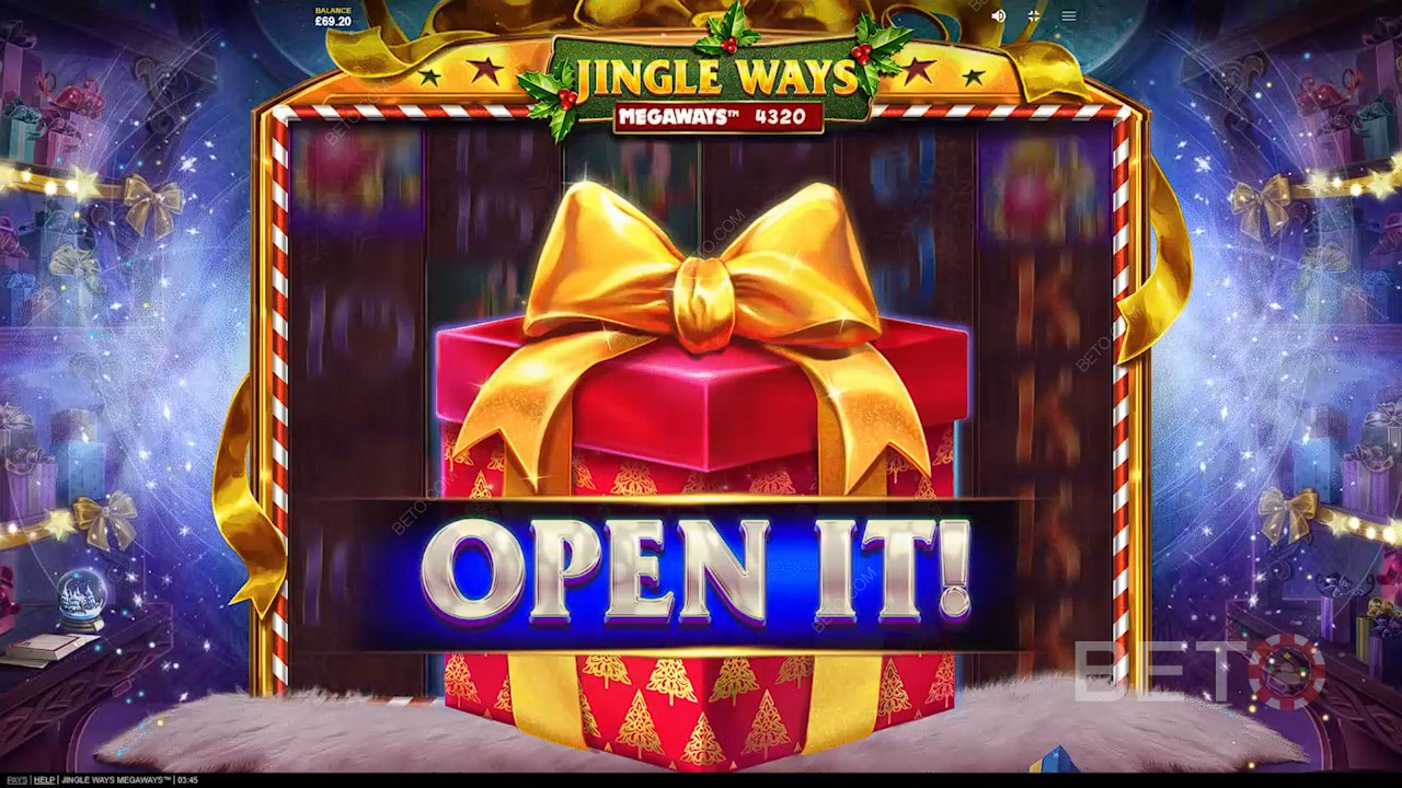 Buka hadiah untuk mengungkapkan fitur-fitur canggih di slot Jingle Ways Megaways