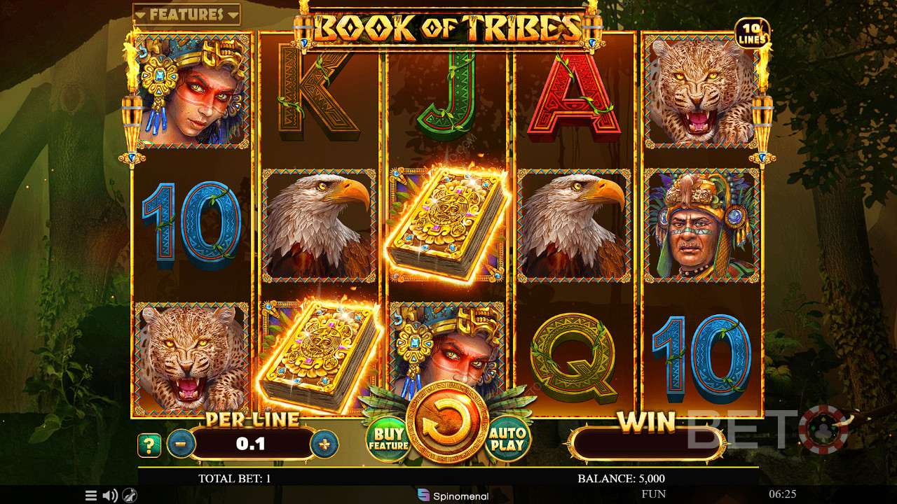 3 Scatter Wild akan memberi Anda Spin Gratis di slot Book of Tribes