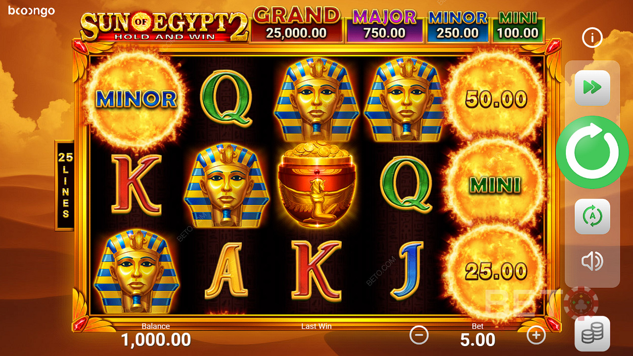 Enam atau lebih simbol bonus memicu Game Bonus di slot Sun of Egypt 2