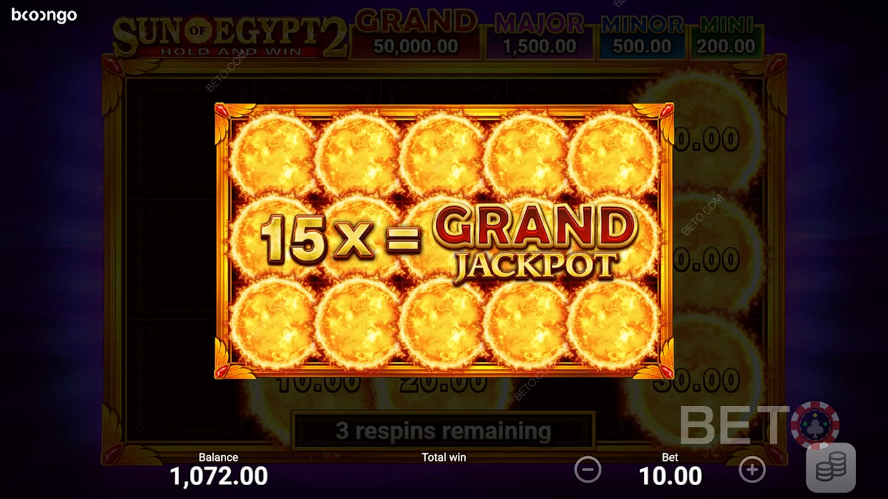 Menangkan Grand Jackpot dengan mengisi semua posisi di Game Bonus