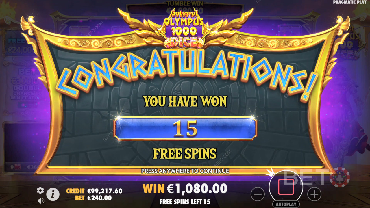 Menangkan 15,000x taruhan Anda di Slot Dadu Gates of Olympus 1000!