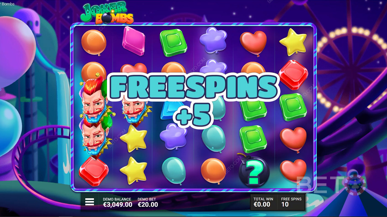 Daratkan tiga simbol Spin Gratis untuk memicu lima Spin Gratis tambahan