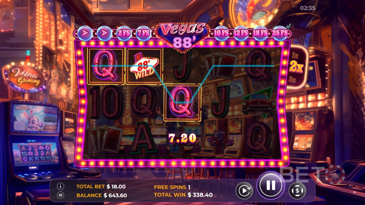 Menangkan 2,600x taruhan Anda di Slot Video Vegas 88!