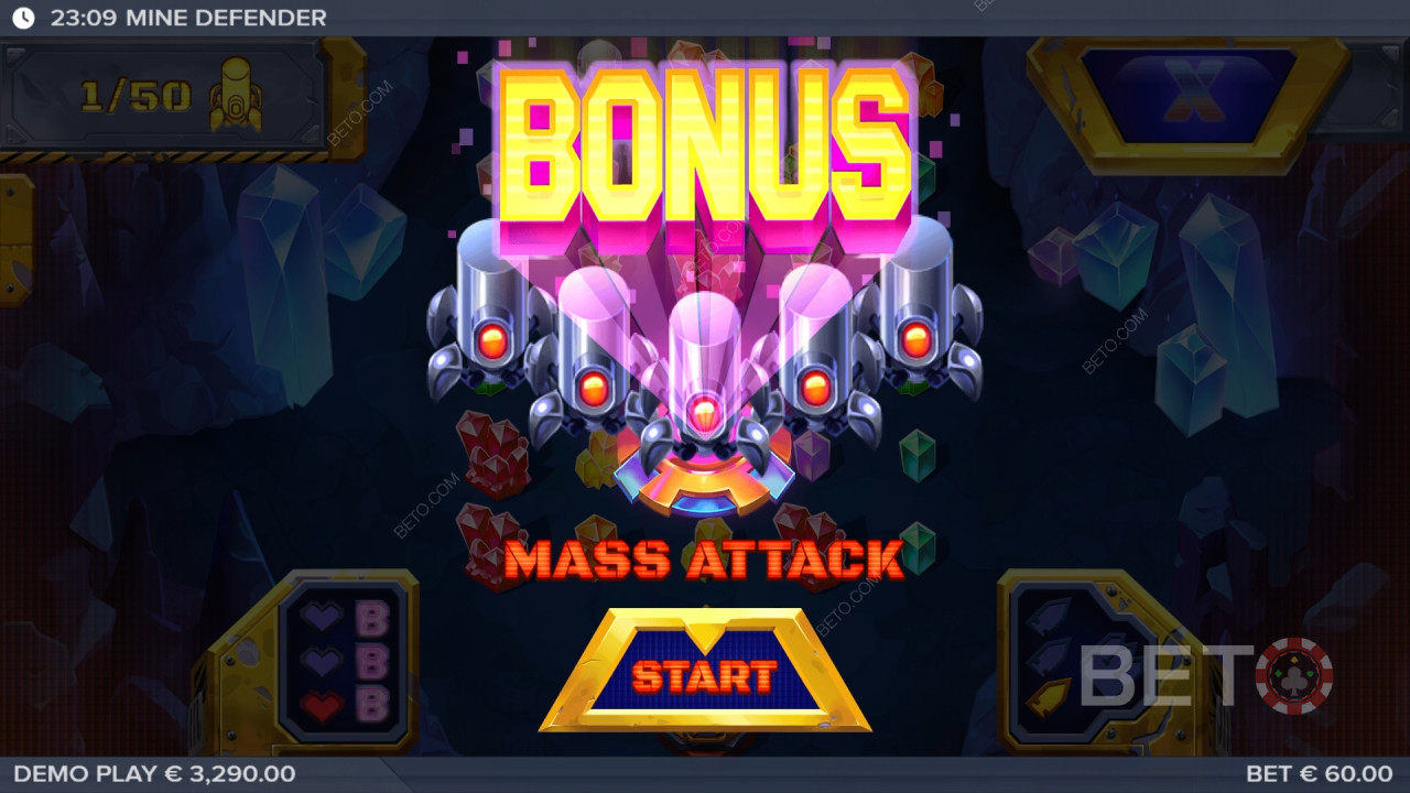 Menangkan 10,000x taruhan Anda di Slot Mine Defender!