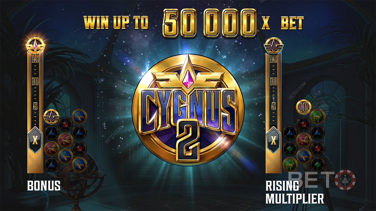 Kemenangan terbesar adalah 50,000x taruhan Anda di slot Cygnus 2