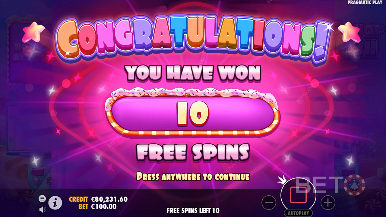 Dapatkan hingga 30 Spin Gratis dengan setiap pemicu fitur Spin Gratis