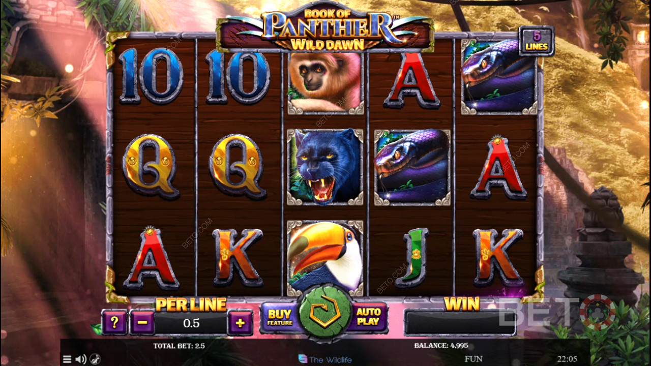Slot online Book of Panther Wild Dawn memiliki simbol hewan liar yang bernilai tinggi
