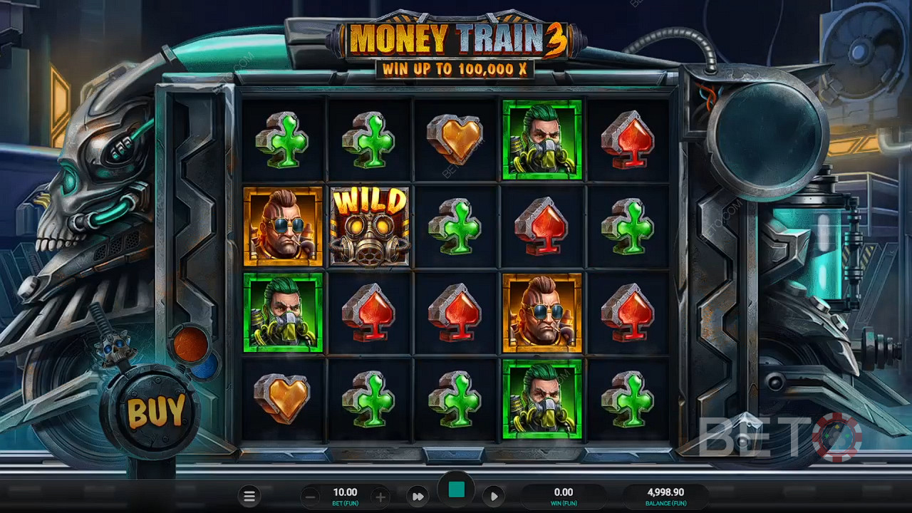 Nikmati putaran Respin yang solid di permainan dasar di slot Money Train 3