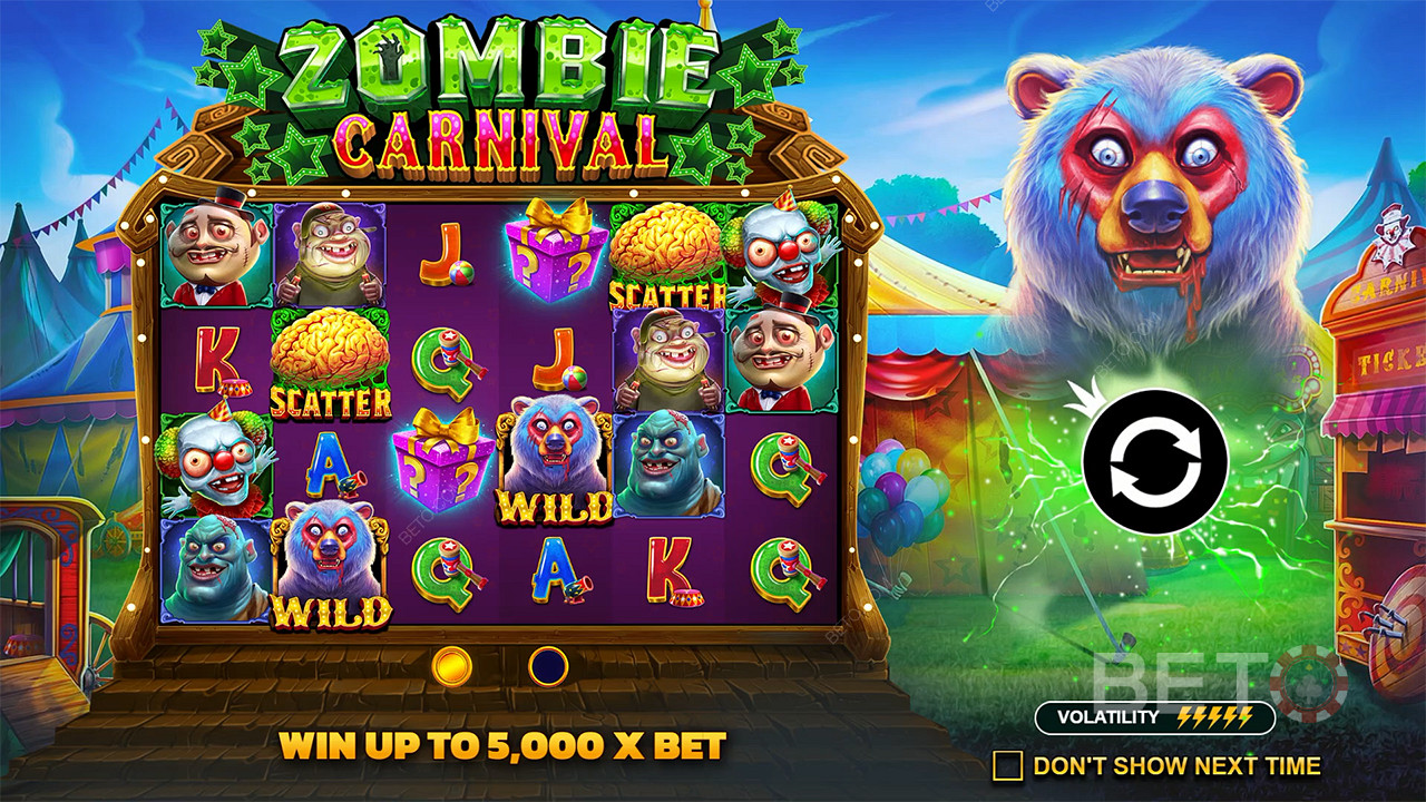 Menangkan sebanyak 5,000x taruhan Anda di slot Zombie Carnival