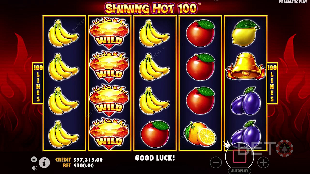 Ulasan Hot 100 yang Bersinar oleh BETO Slots