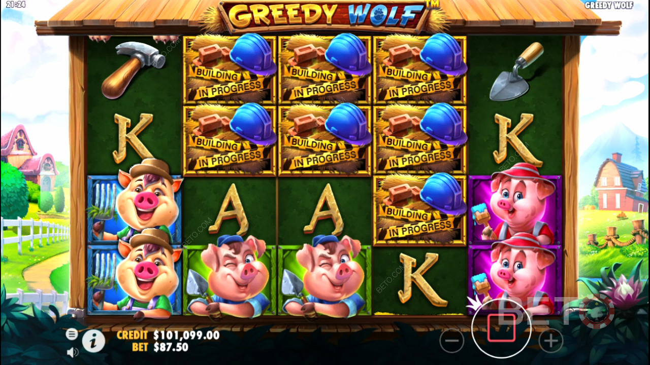 6 atau lebih Scatter memicu Spin Gratis di mesin slot Greedy Wolf