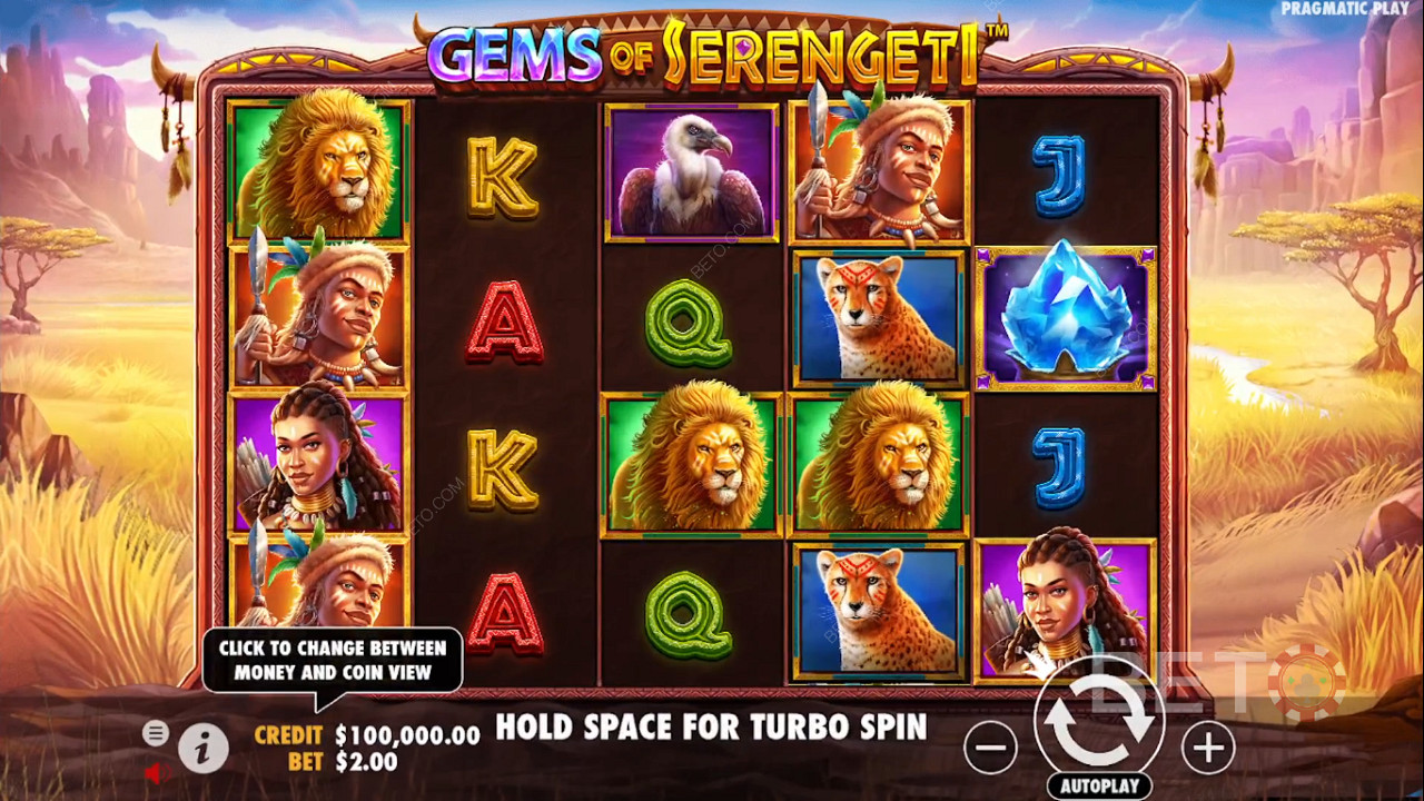 Nikmati bonus terbaru dan tema menyenangkan di mesin slot Gems of Serengeti