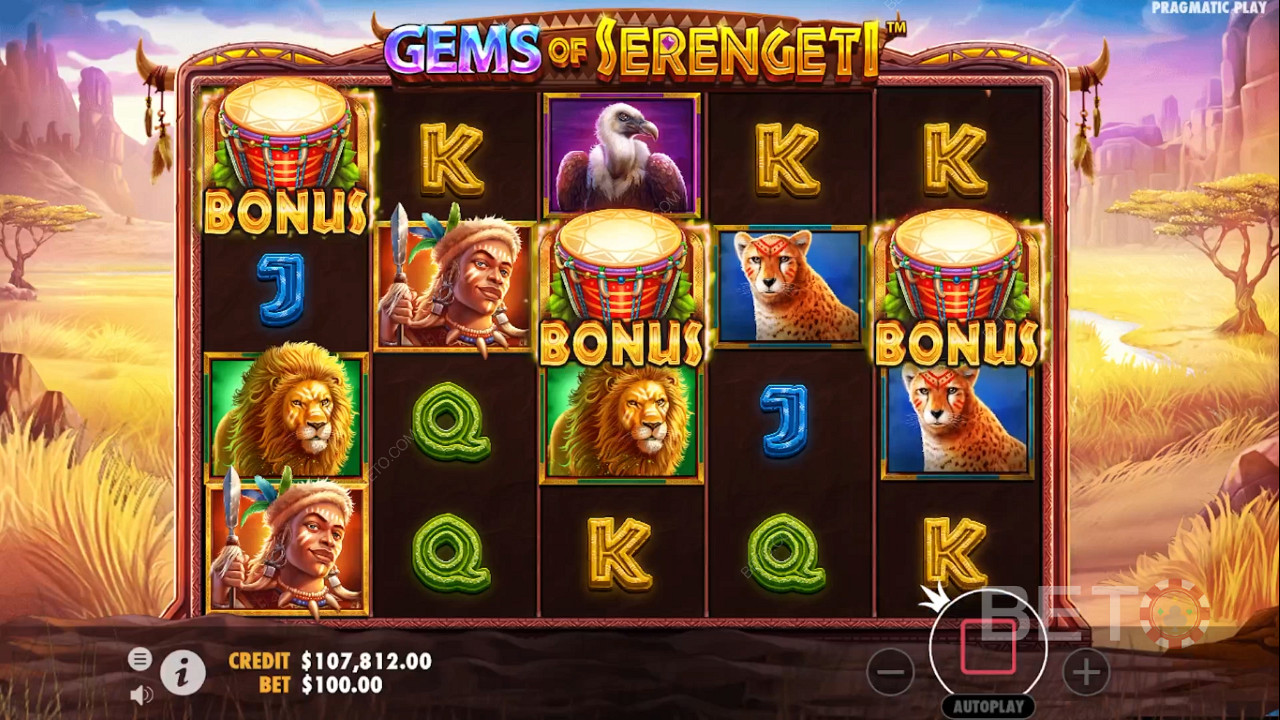 3 simbol bonus di permainan dasar akan memicu putaran bonus Free Spins