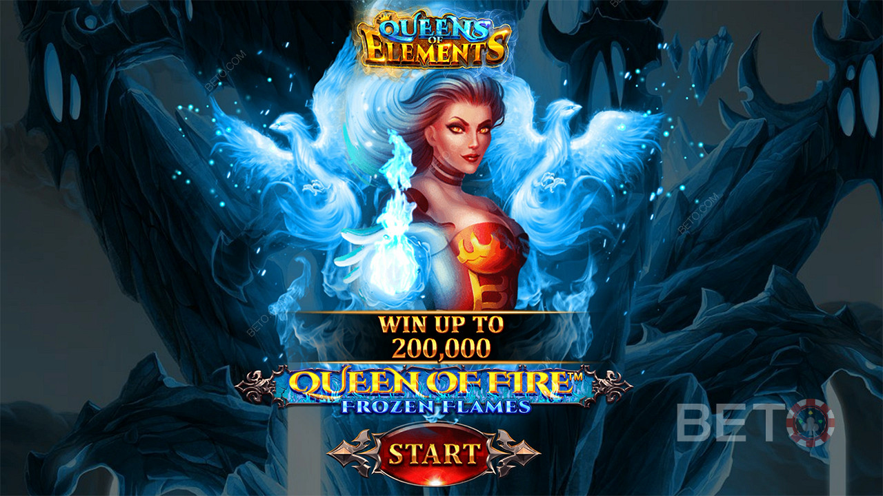 Menangkan hingga 2,000x taruhan Anda di slot Queen of Fire - Frozen Flames