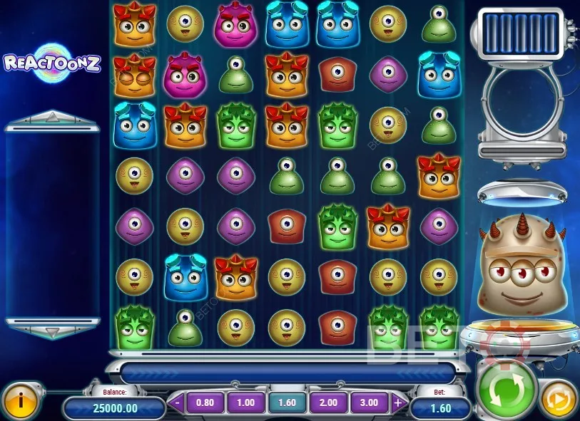 Contoh gameplay dari slot online Reactoonz