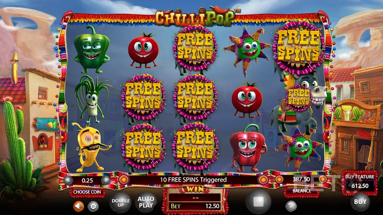 Contoh gameplay dari slot online ChilliPop bertema Meksiko