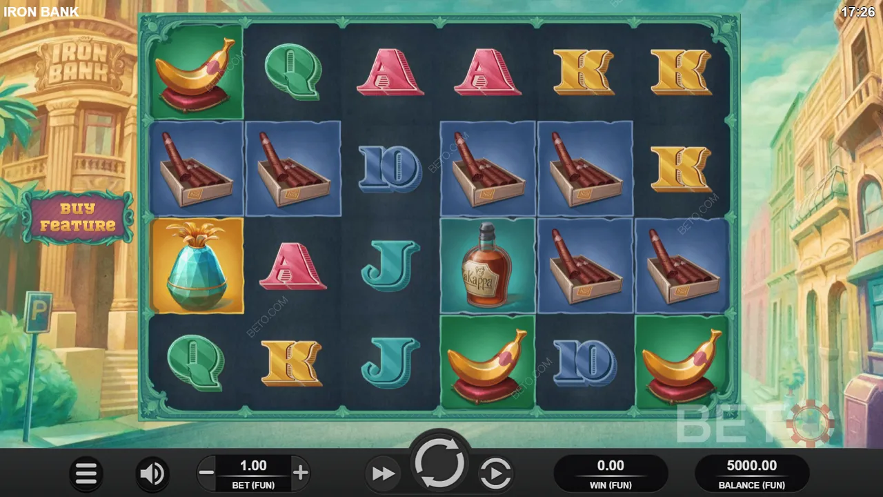 Gameplay dari slot video Iron Bank