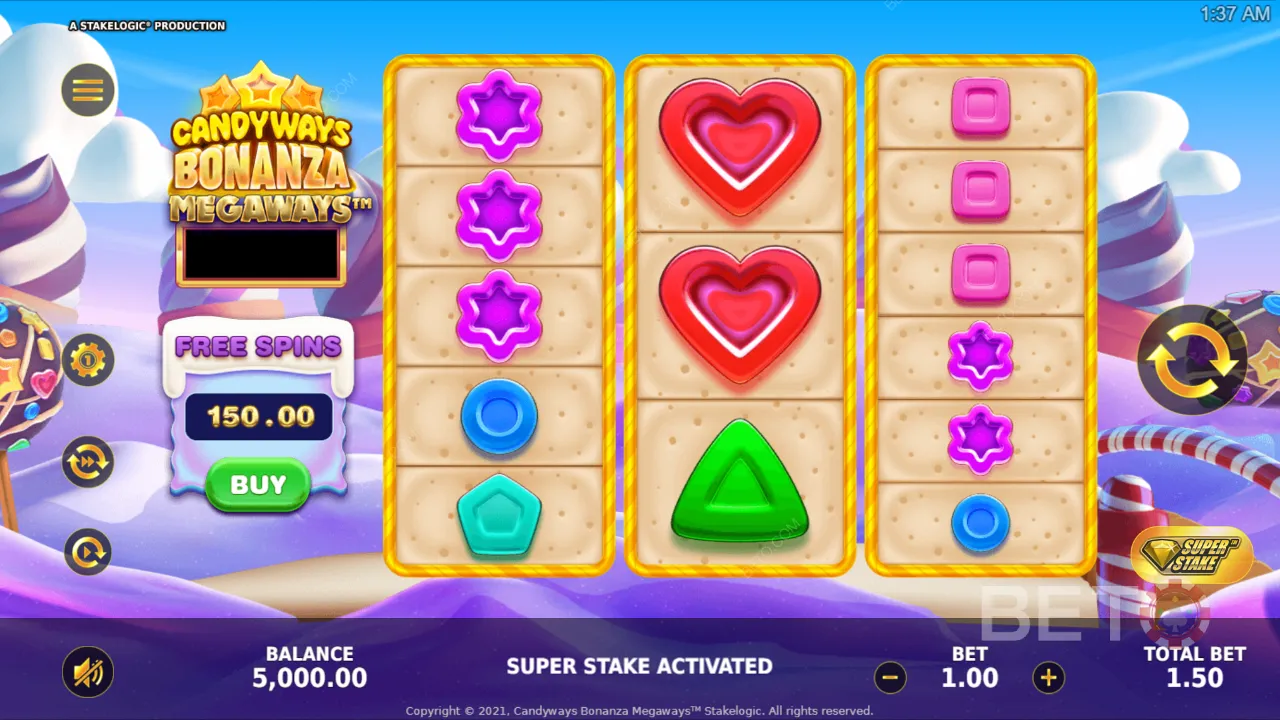 Gameplay dari slot video Candyways Bonanza Megaways