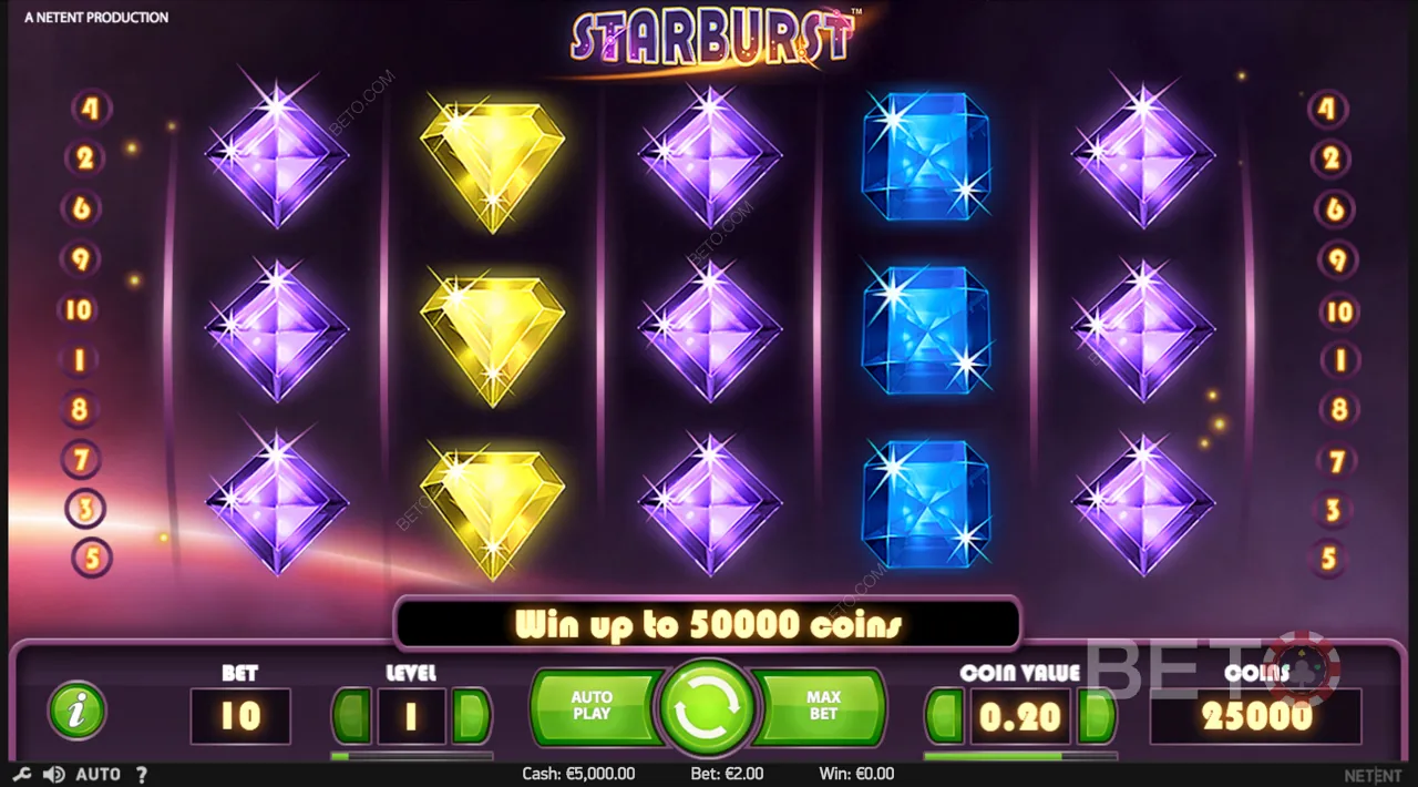 Starburst - Contoh video dengan gameplay eksplosif, putaran gratis, dan kemenangan