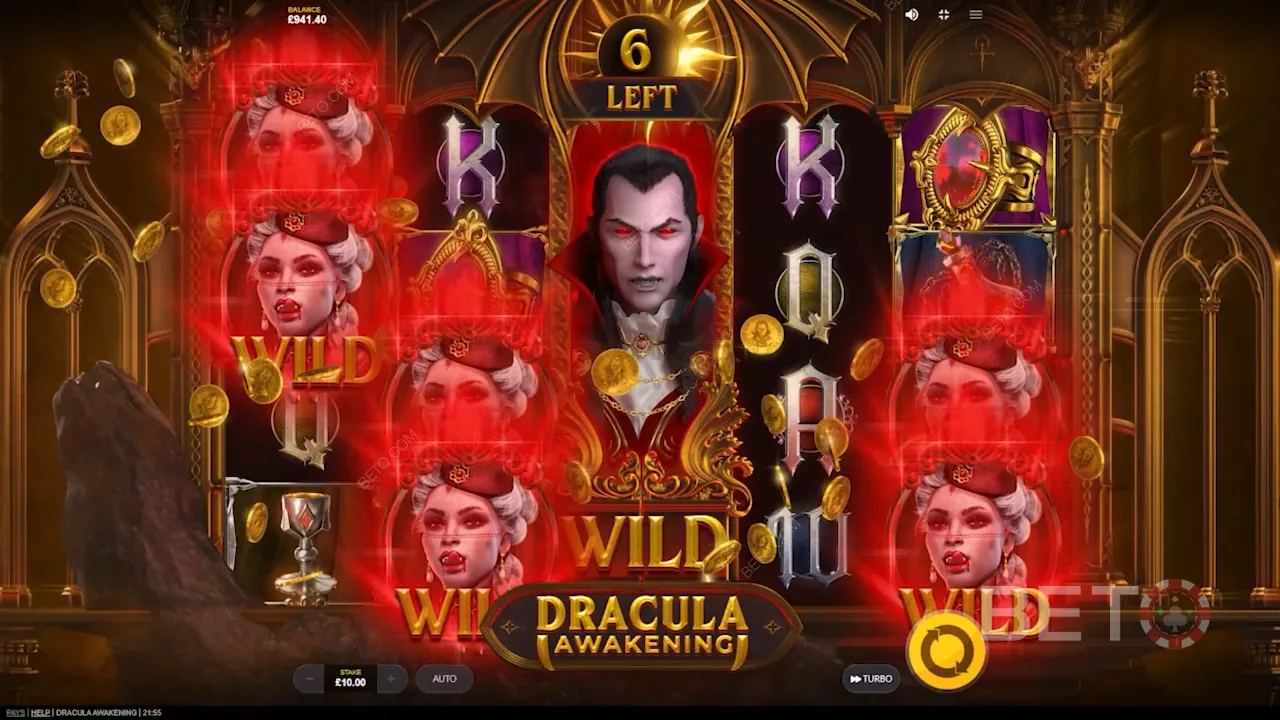Gameplay dari slot online Dracula Awakening
