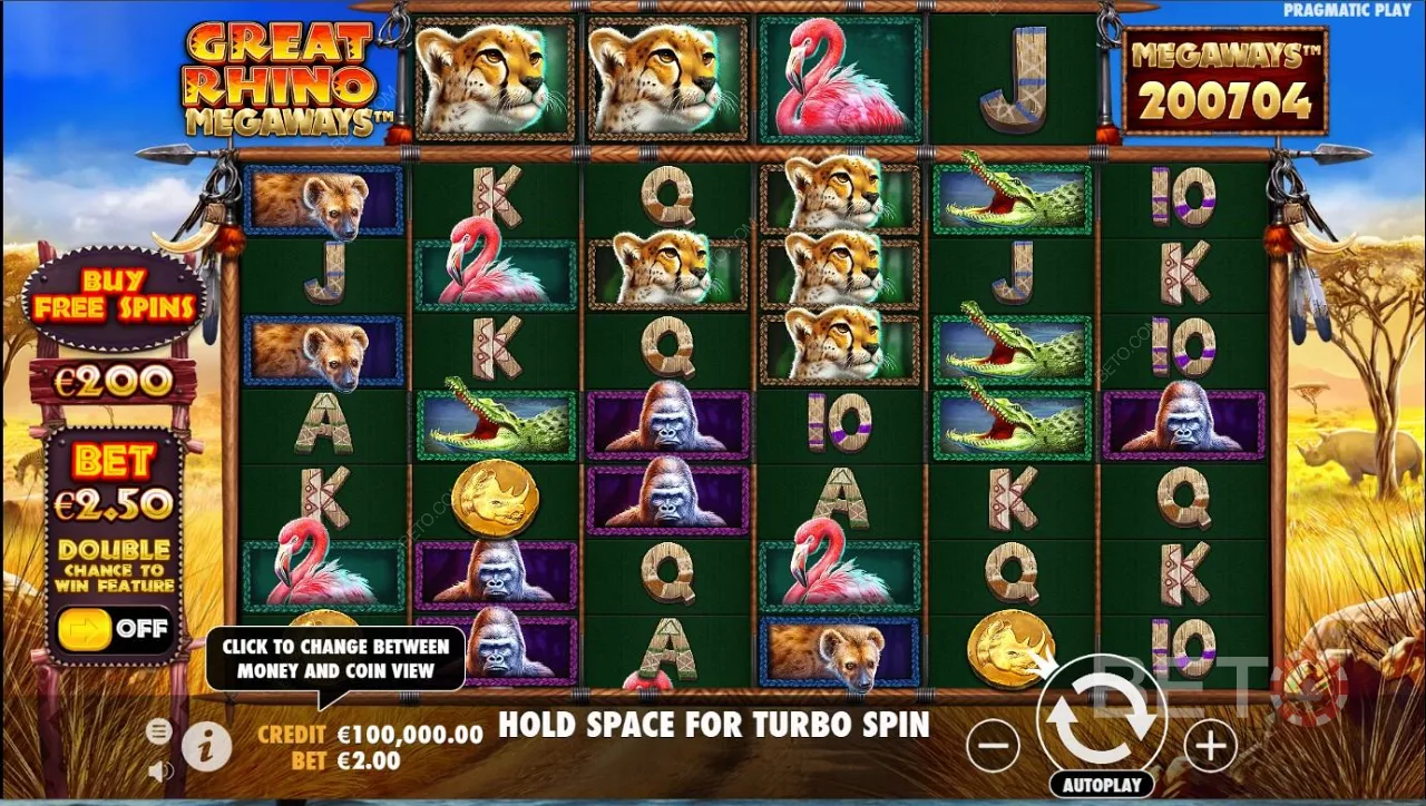 Gameplay dari Slot Online Great Rhino Megaways