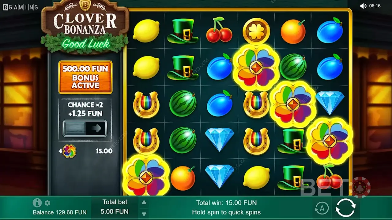 Gameplay mesin slot kasino Clover Bonanza