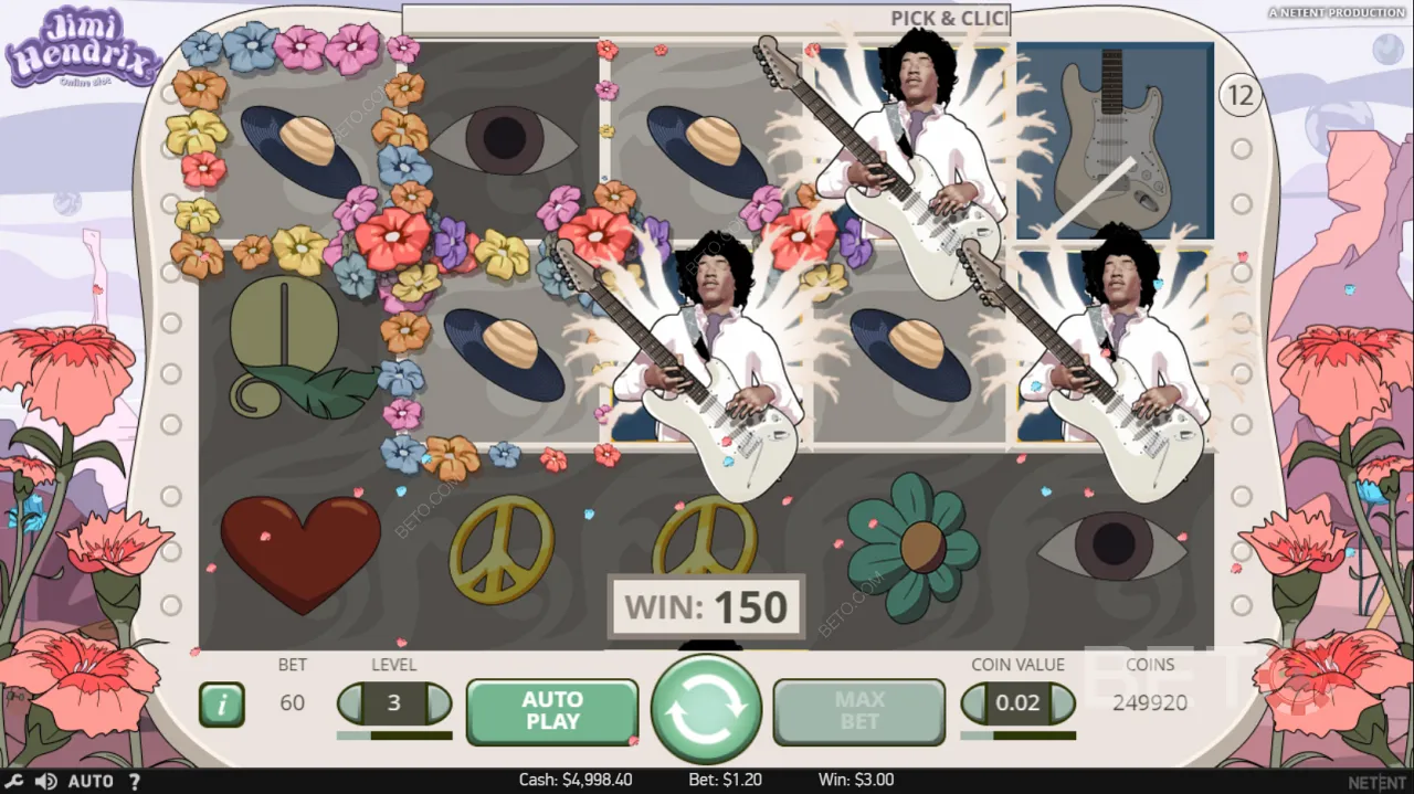Gameplay dari Slot Video Jimi Hendrix